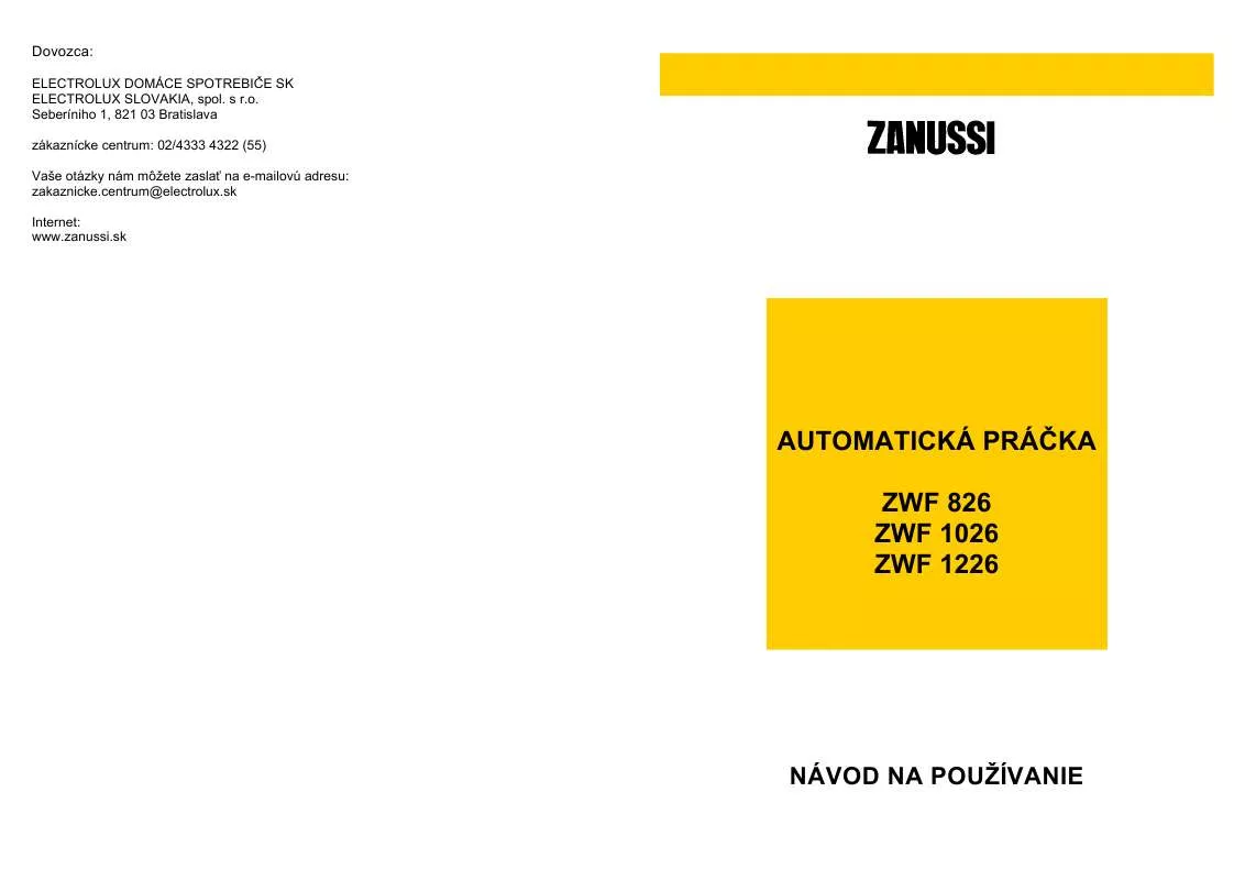 Mode d'emploi ZANUSSI ZWF1026