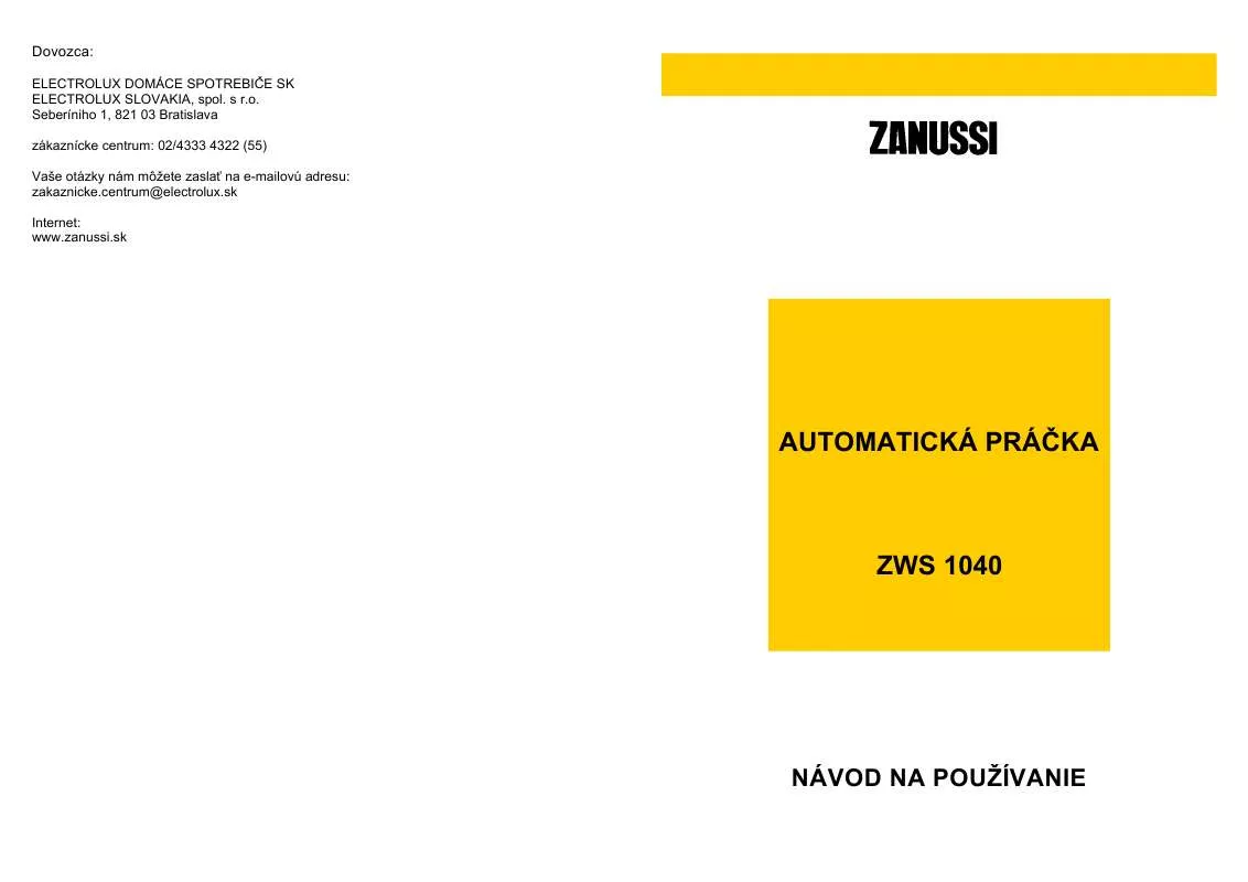 Mode d'emploi ZANUSSI ZWS1040
